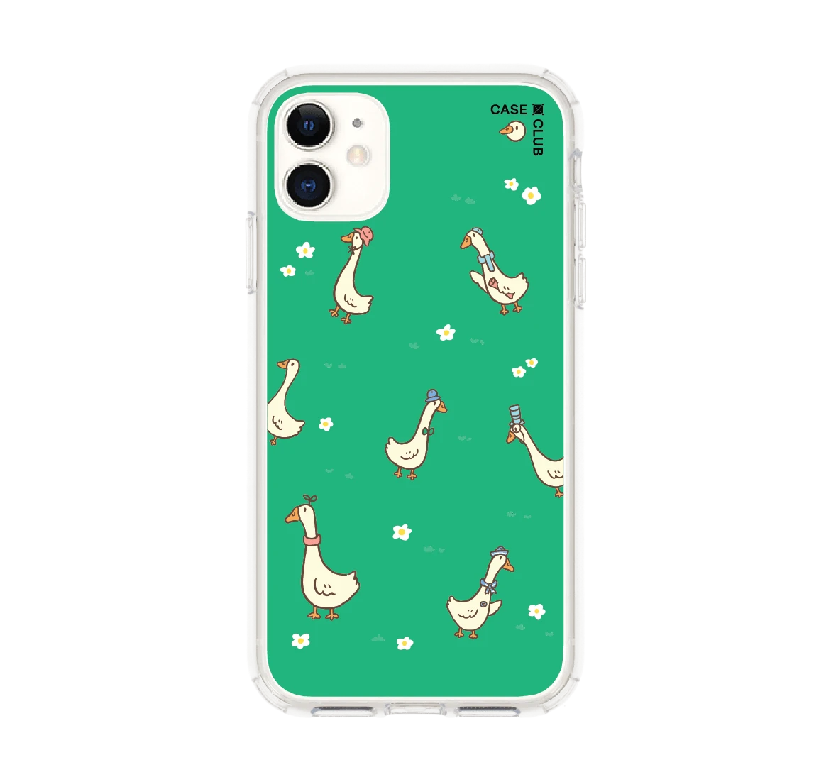 iphone 11 clear case flower duck pattern